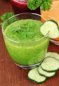 Fresh wild greens vegetable juice